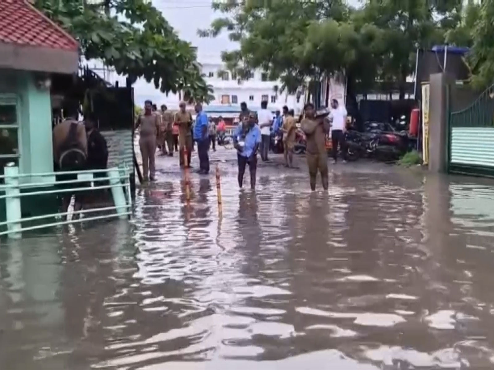 Heavy rain floods Virudhunagar govt bus depot (Photo/ANI)