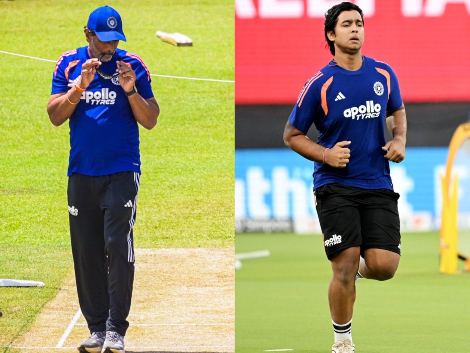 India batting coach Sitanshu Kotak (L) and Vaibhav Sooryavanshi. (Photo: ANI)