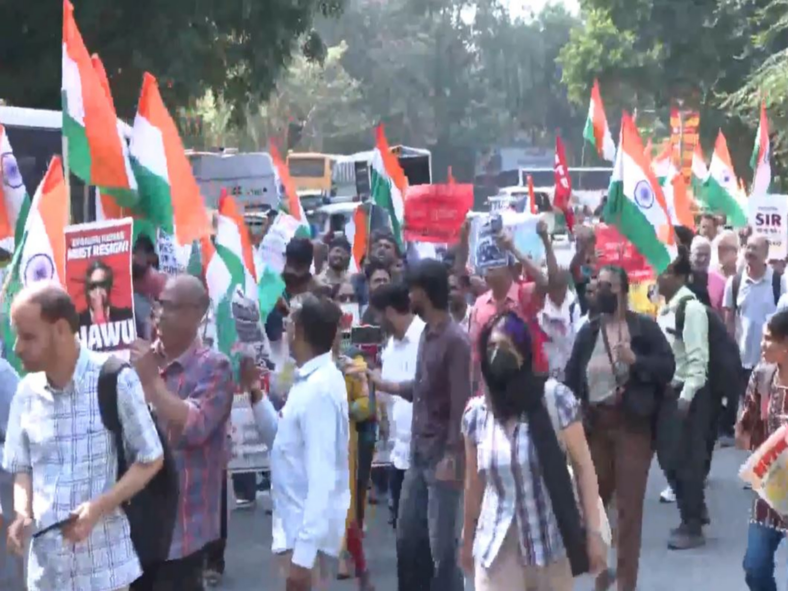 Left parties and student leaders march in Delhi (Photo/ANI)