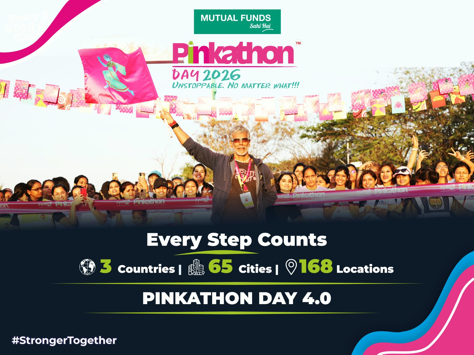 Milind Soman, Founder of Pinkathon, announces the 4th edition of Pinkathon Day, with Mutual Funds Sahi Hai as Title Sponsor.