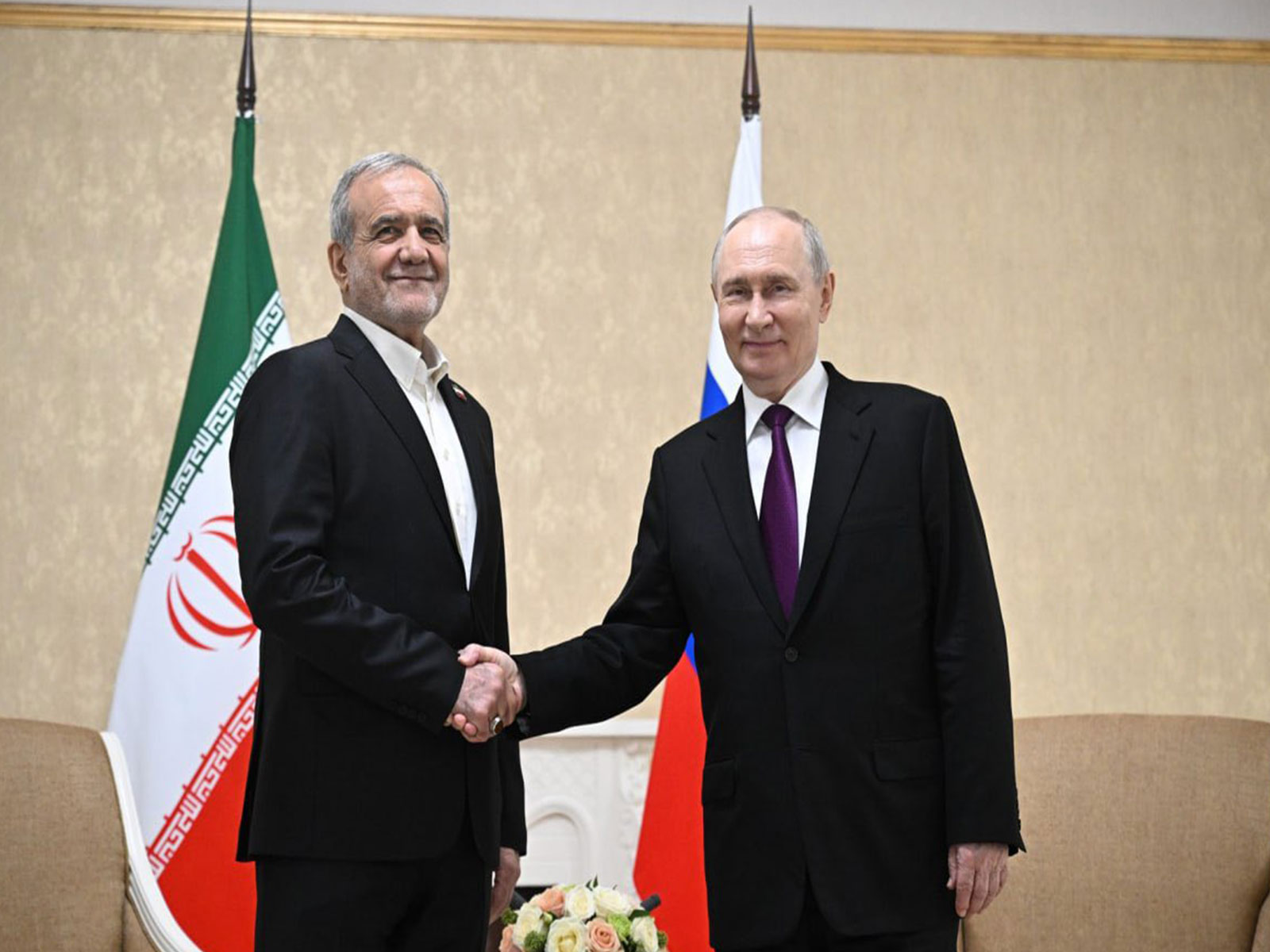 Russian President Vladimir Putin (On Right) and Iranian President Masoud Pezeshkian (Photo/X/@mfa_russia)