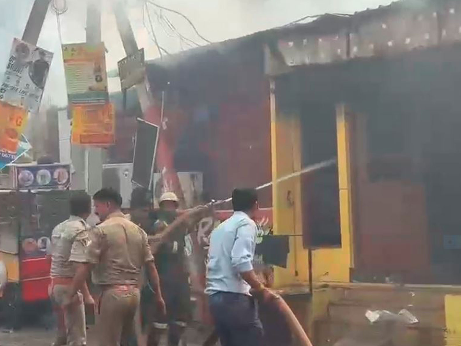 Fire tenders douse flames after a fire broke out in Noida's Sector 126 (Photo/ANI)
