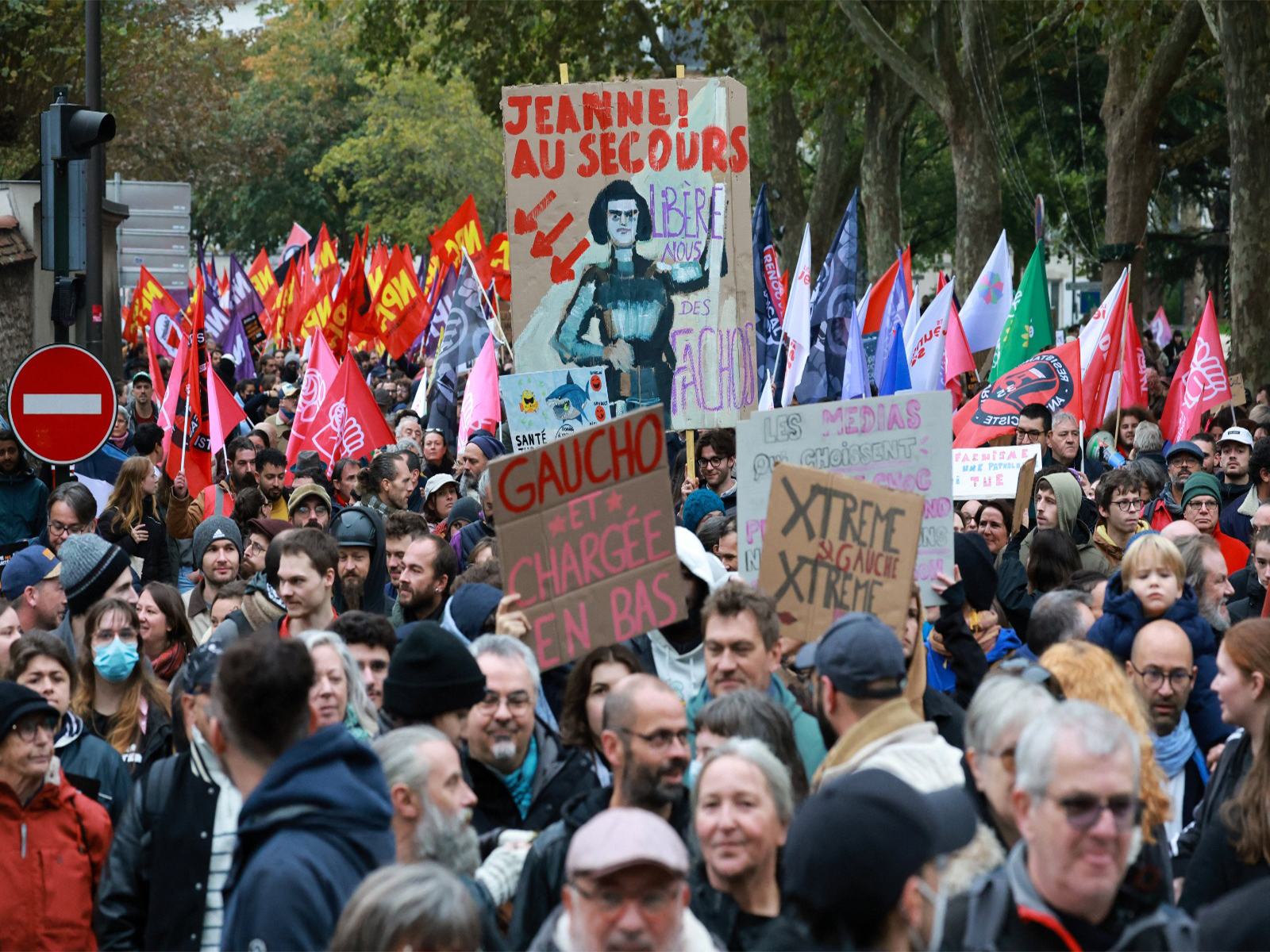People attend a demonstration as the French far-right Rassemblement National party holds its congress in Orleans (Photo/Reuters)