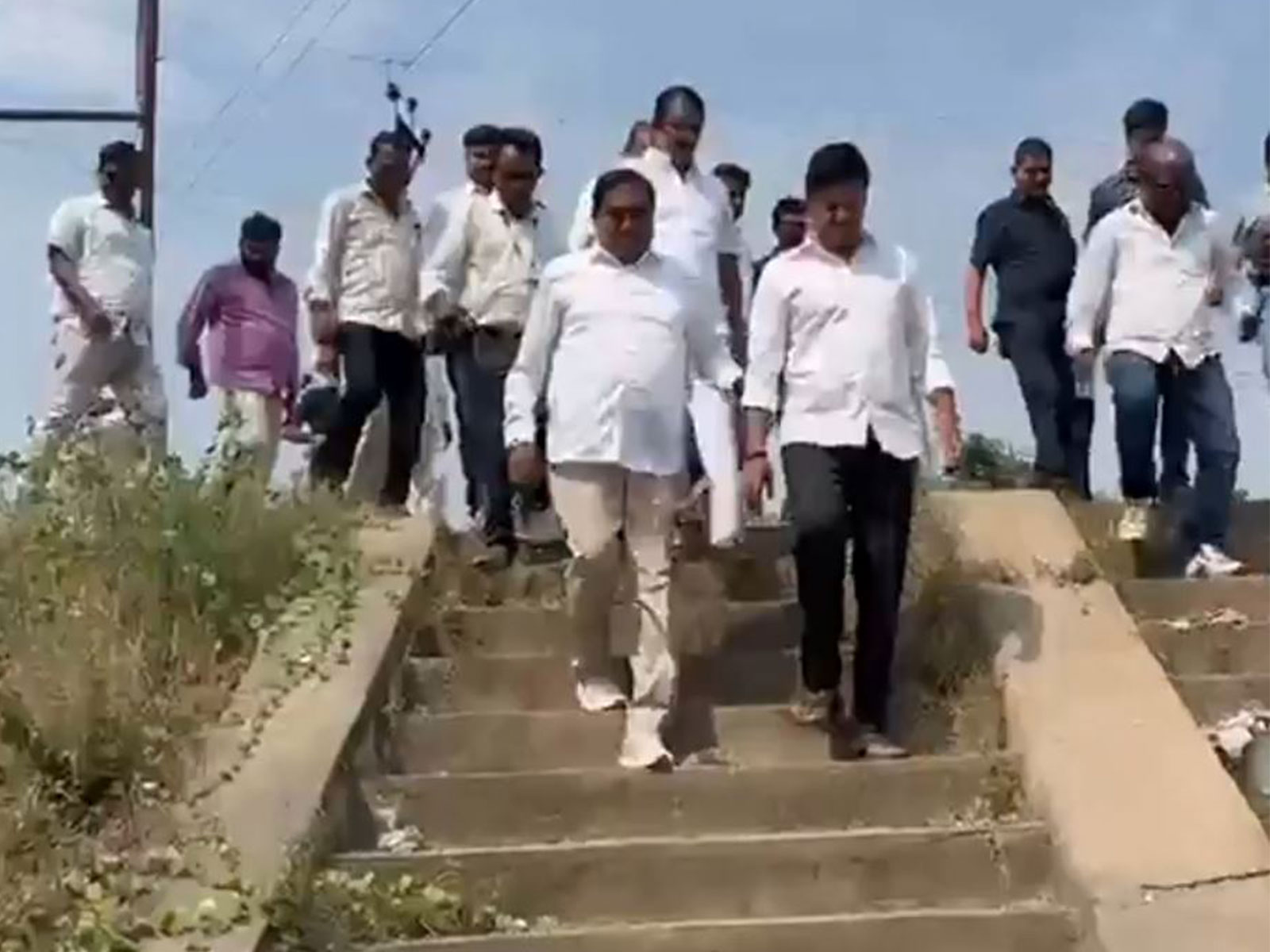BRS Party MLAs and senior leaders inspected the Kannepalli Pump House and Medigadda Barrage of the Kaleshwaram project (Photo/BRS)