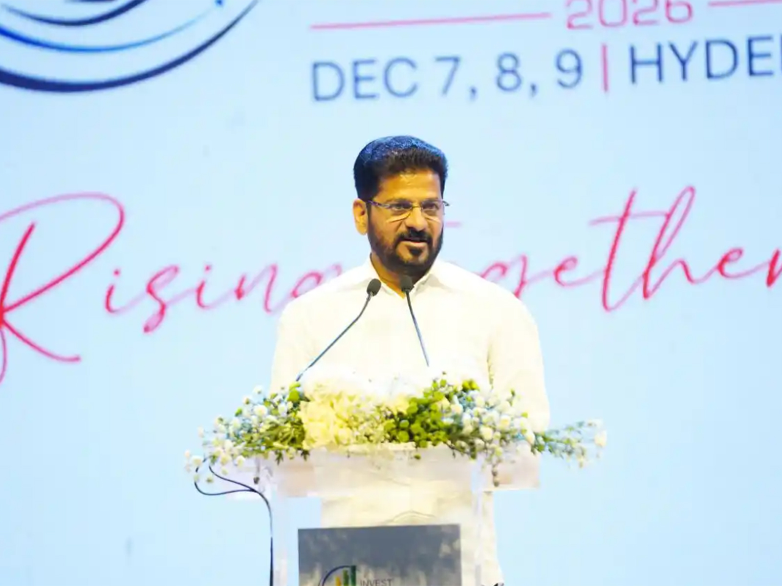 Telangana Chief Minister A Revanth Reddy while addressing Raksha Expo 2026 Curtain Raiser (Photo/X/ https://x.com/revanth_anumula)