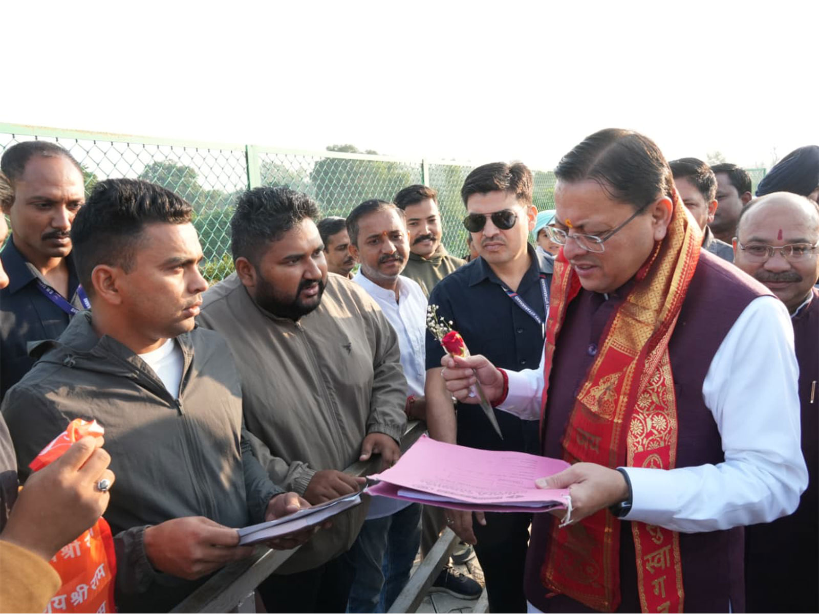 Uttarakhand Chief Minister Pushkar Singh Dhami hearing public  grievances (Photo/ANI)