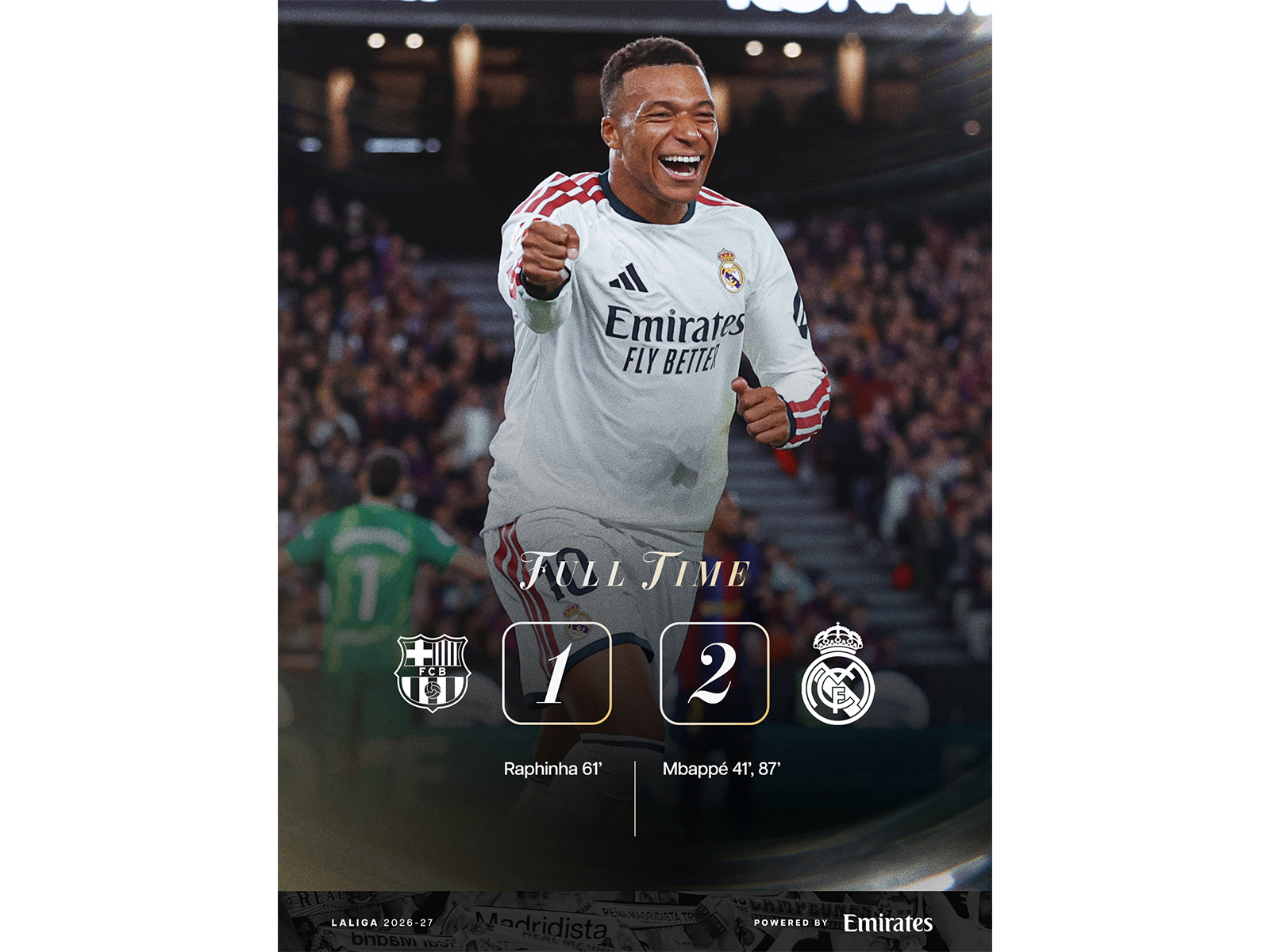 Kylian Mbappe celebrating. (Photo: @realmadrid X)