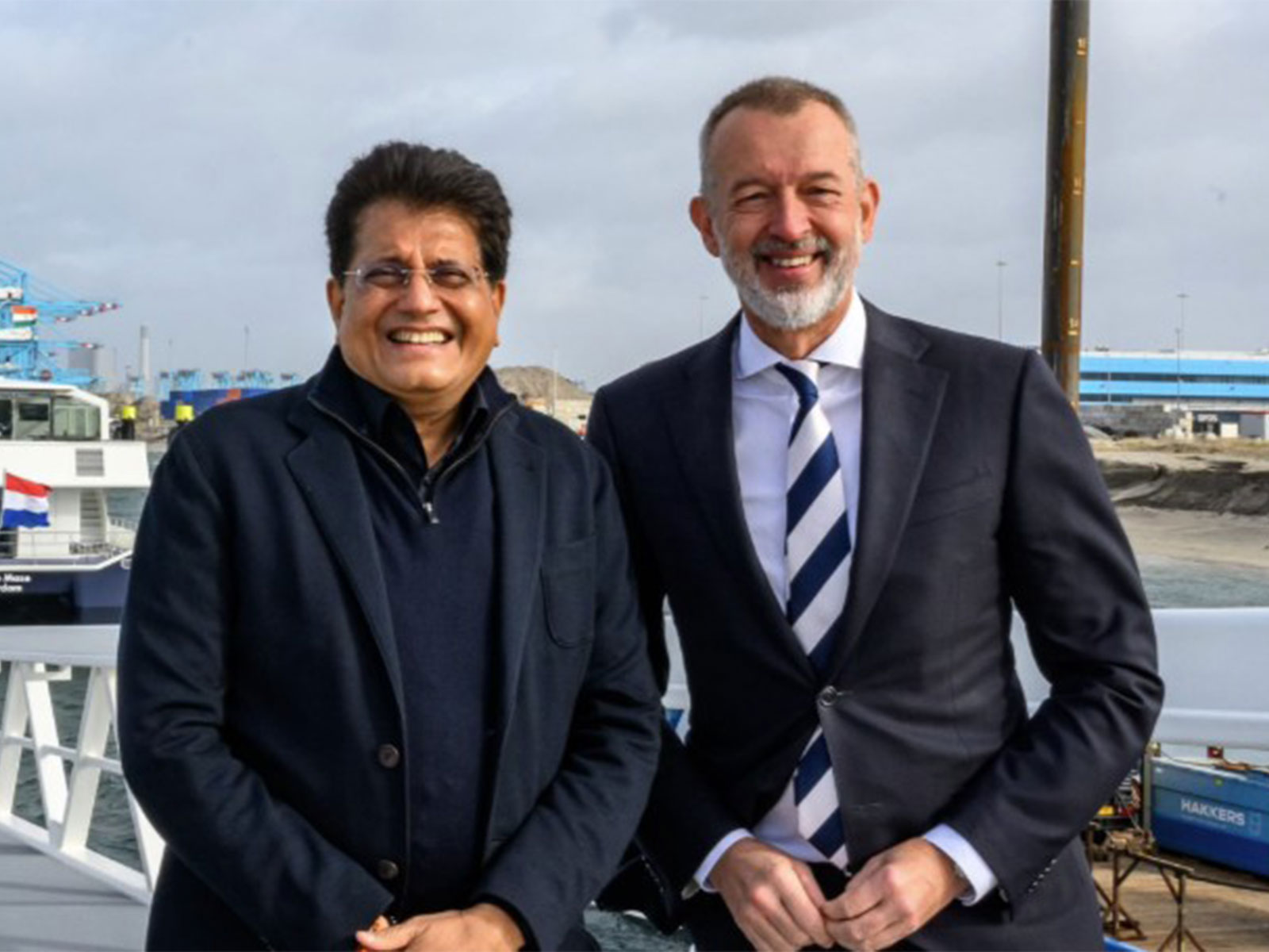 Union Commerce and Industry Minister Piyush Goyal with Port of Rotterdam CEO Boudewijn Siemons (Photo/X_@PiyushGoyal)