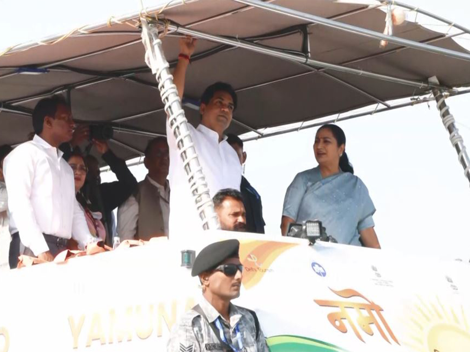 Delhi Chief Minister Rekha Gupta and Delhi Minister Kapil Mishra inspected 'Namo Yamuna River Safari' (Photo/ANI)