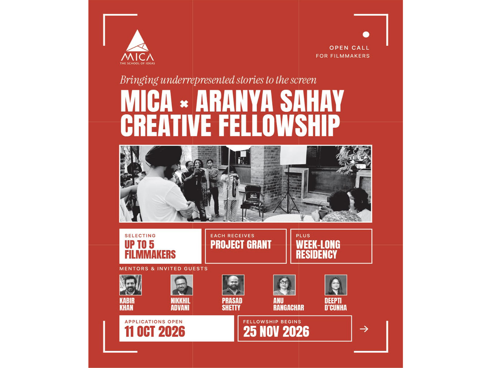 The MICA x Aranya Sahay Creative Fellowship opens an opportunity for filmmakers to receive funding, expert mentorship and post-production support. 