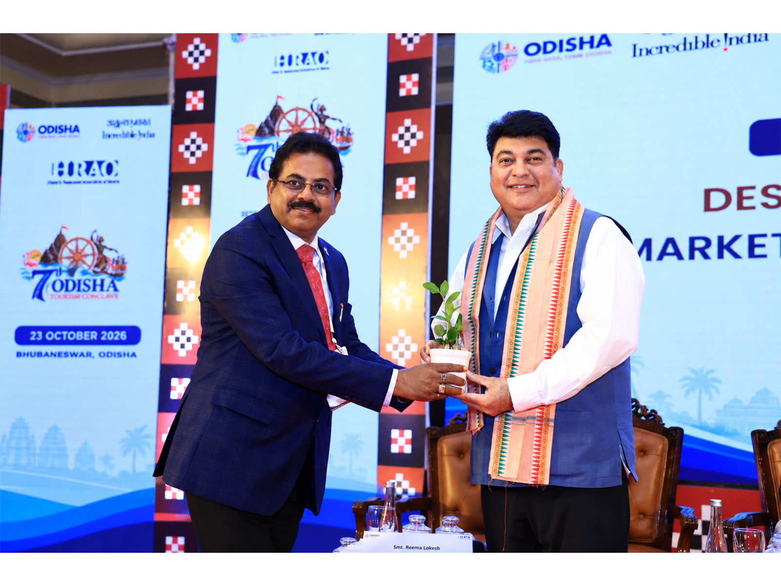Filmmaker Captain Rahul Bali being honoured at the 7th Odisha Tourism Conclave 2026 in Bhubaneswar