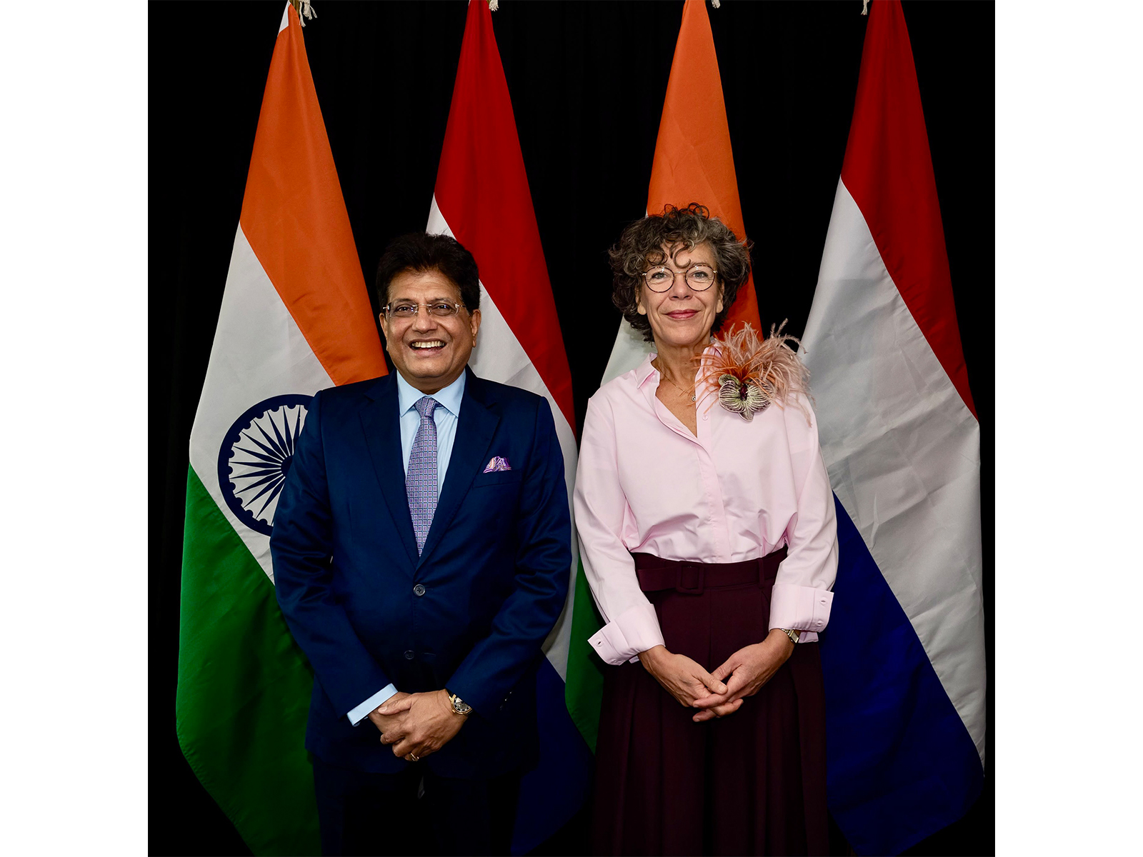 Union Commerce and Industry Minister Piyush Goyal with Netherlands' Minister of Economic Affairs and Climate Policy, Heleen Herbert (Photo/X@PiyushGoyal)