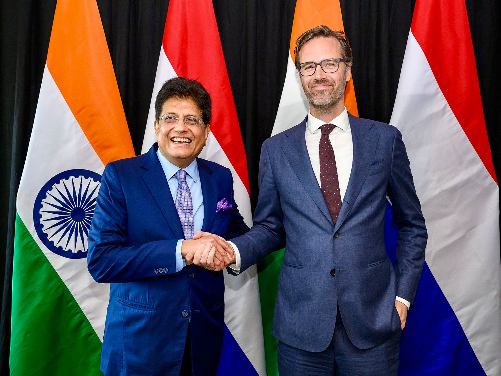 Union Commerce and Industry Minister Piyush Goyal with Netherlands' Minister for Foreign Trade and Development Cooperation, Sjoerd Sjoerdsma (Photo/X@PiyushGoyal)