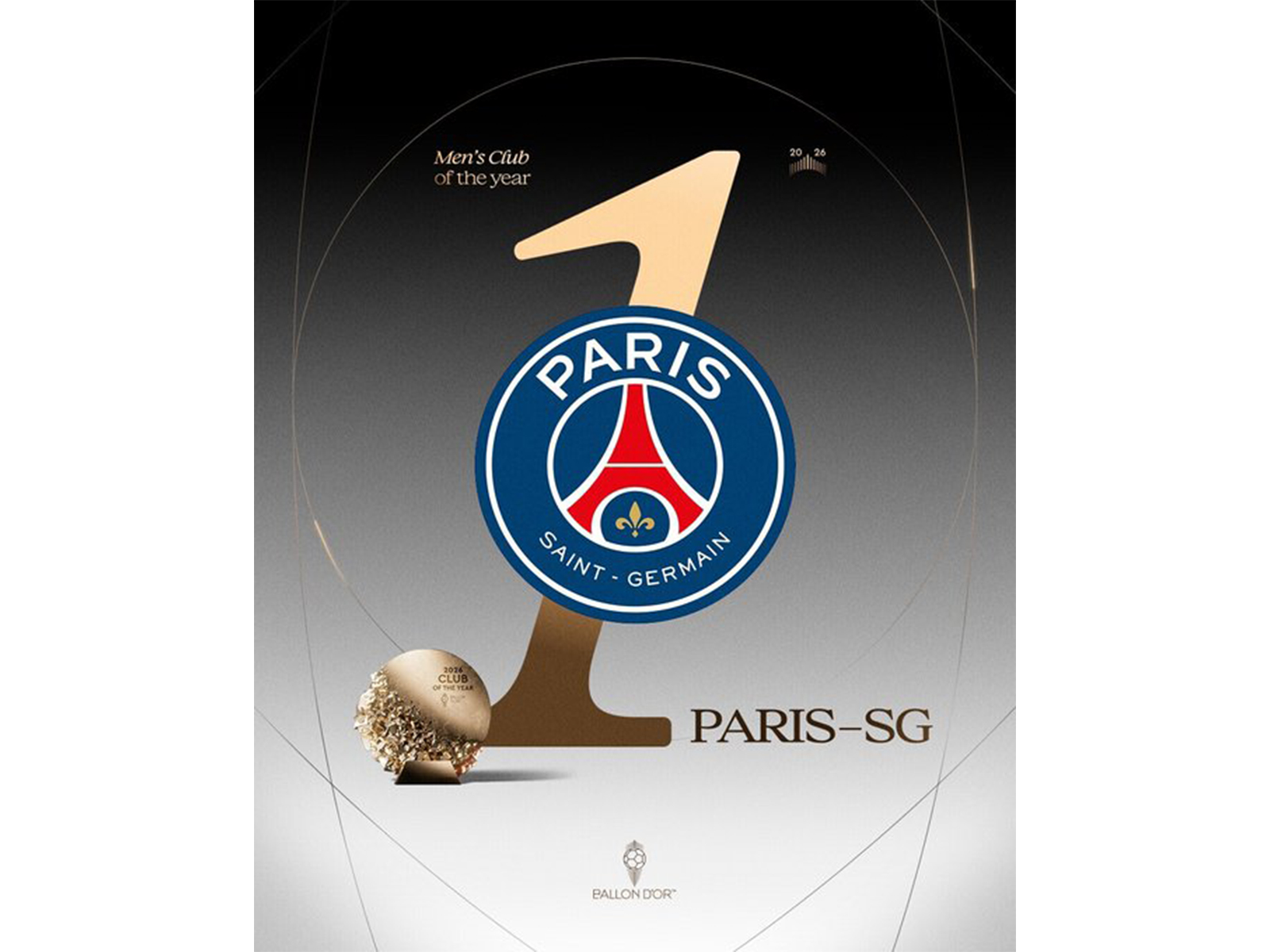 Paris Saint-Germain was named Men's Club of the Year during Ballon d'Or 2026. (Photo: X/@ballondor)