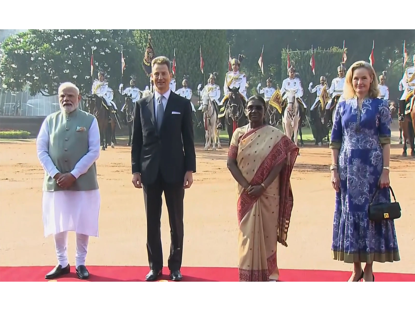 Hereditary Prince Alois of Liechtenstein, accompanied by his wife, Hereditary Princess Sophie,New Delhi in the presence of President Droupadi Murmu and Prime Minister Narendra Modi (Photo/ANI/DD)