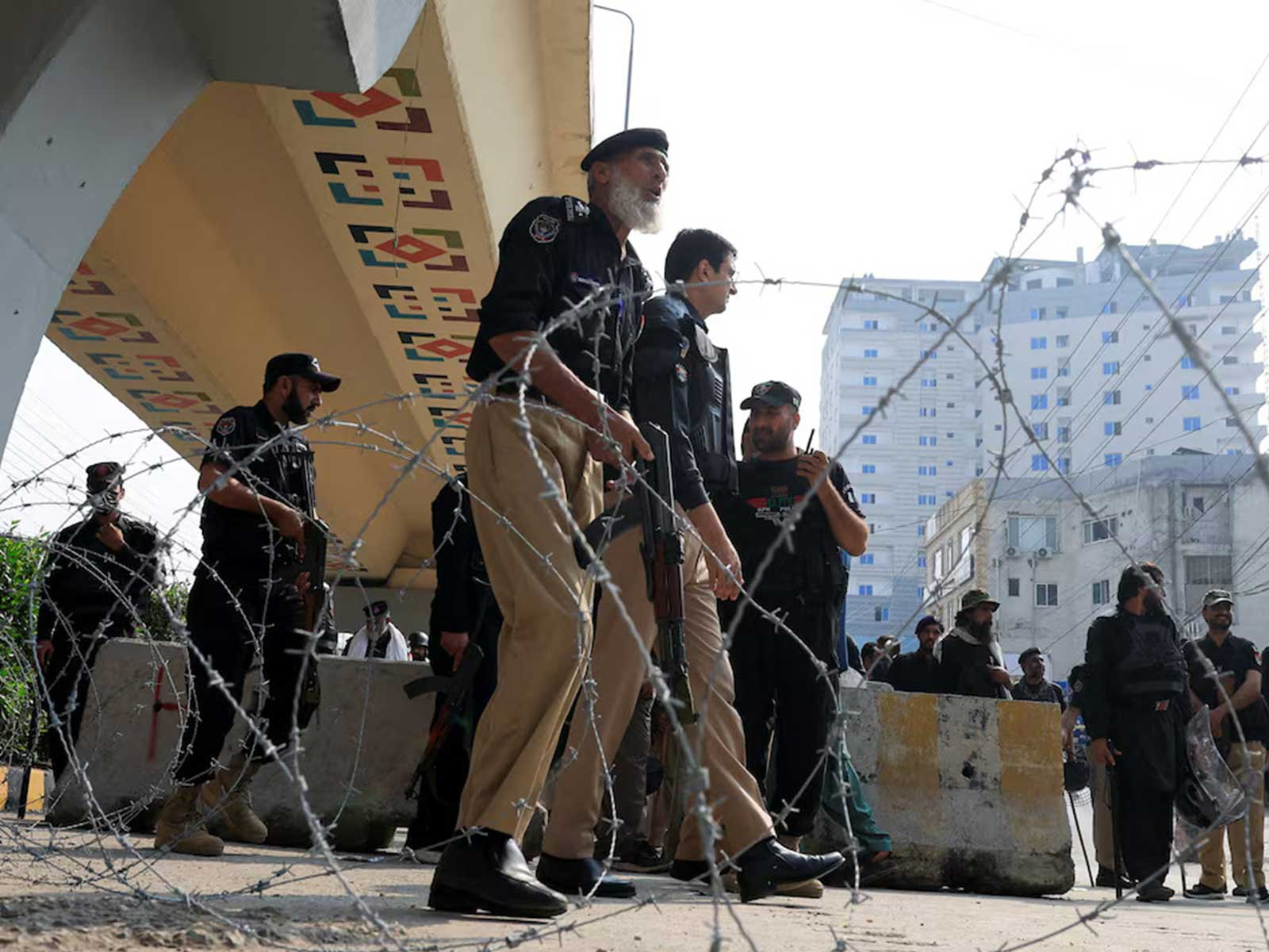 Police guard a road leading to Red Zone, in Peshawar, Khyber Pakhtunkhwa province, Pakistan (File Photo/Reuters)
