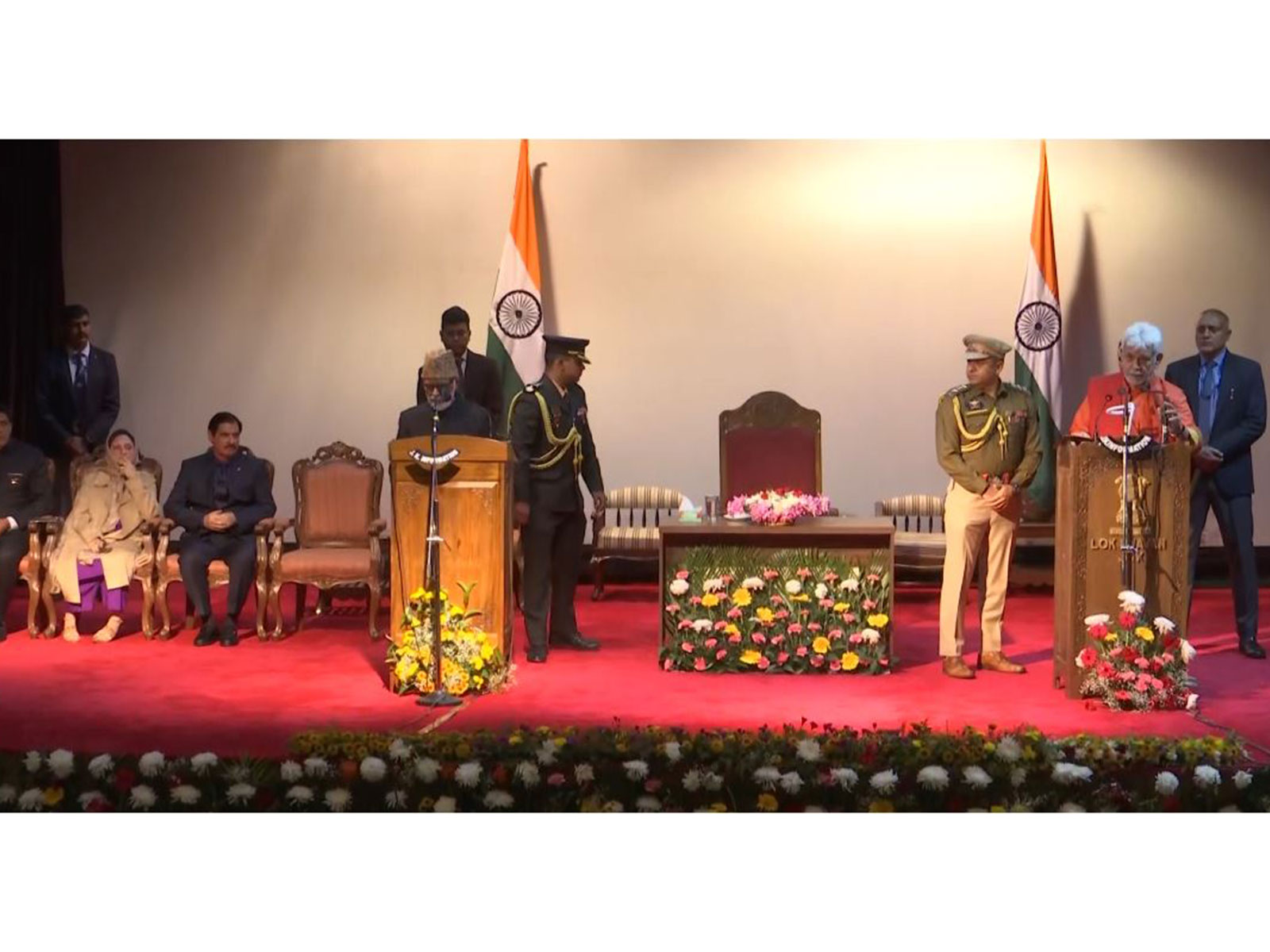 Oath taking ceremony of J-K minsters in Srinagar (Photo/ANI)