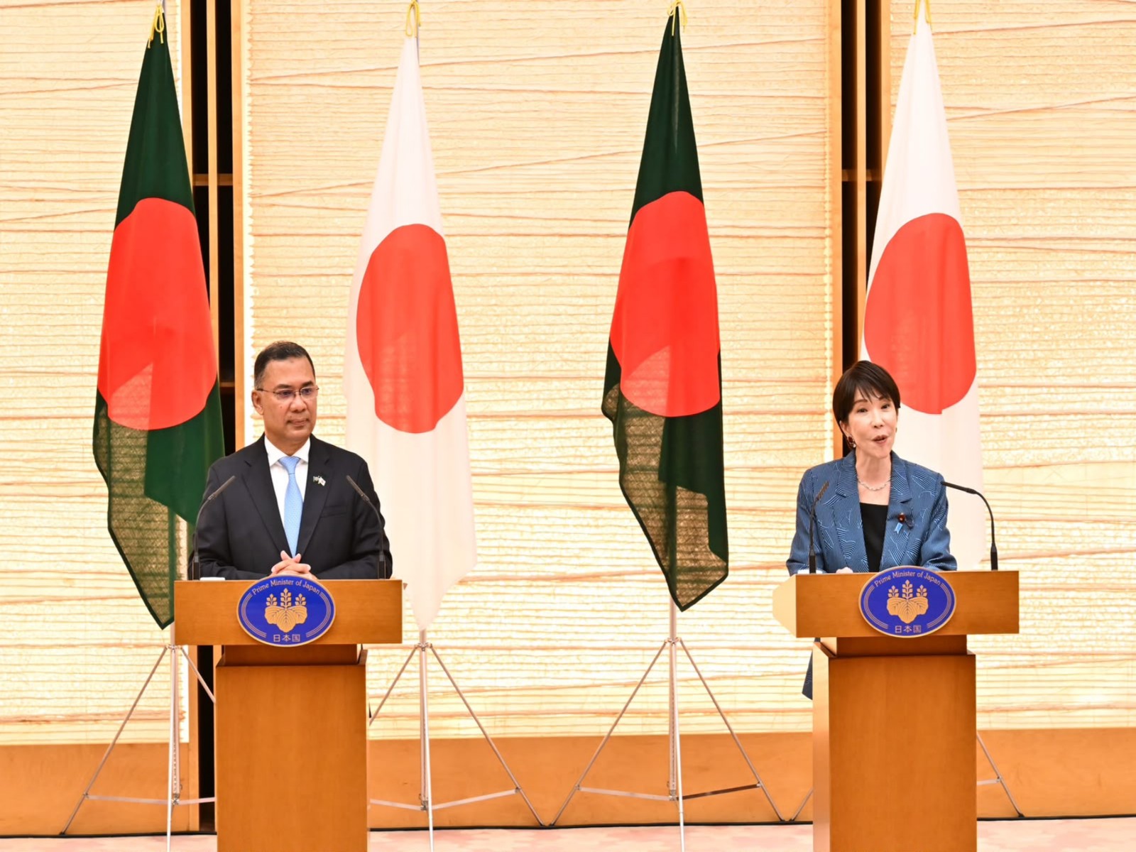 Prime Minister of Japan, Sanae Takaichi and the Prime Minister of Bangladesh, Tarique Rahman (Photo/Bangladesh PMO)
