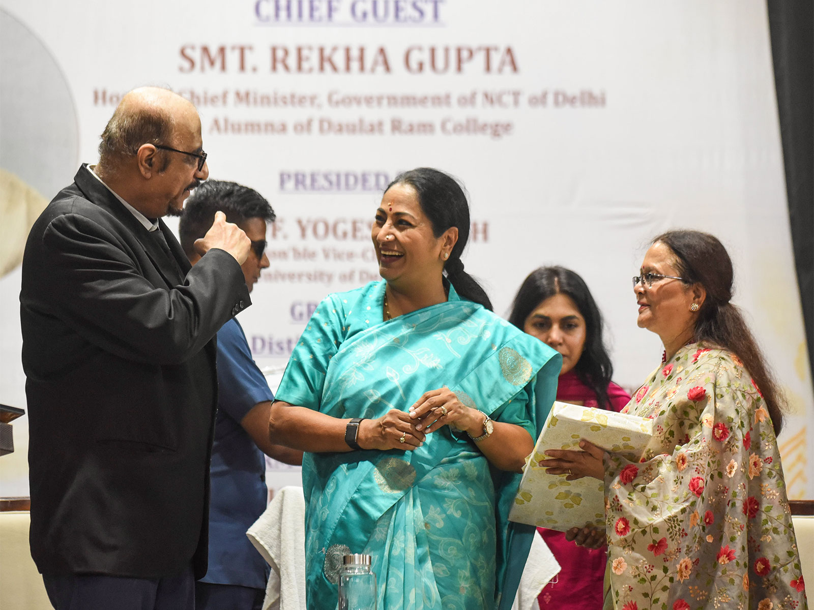 Delhi CM Rekha Gupta at Daulat Ram College (Photo/ANI)