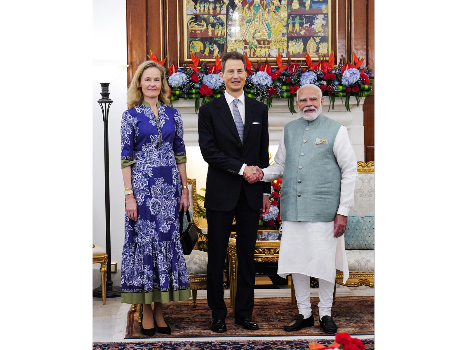 Prime Minister Narendra Modi meets Hereditary Prince Alois of Liechtenstein and Hereditary Princess Sophie at Hyderabad House (Photo/X/@MEAIndia)