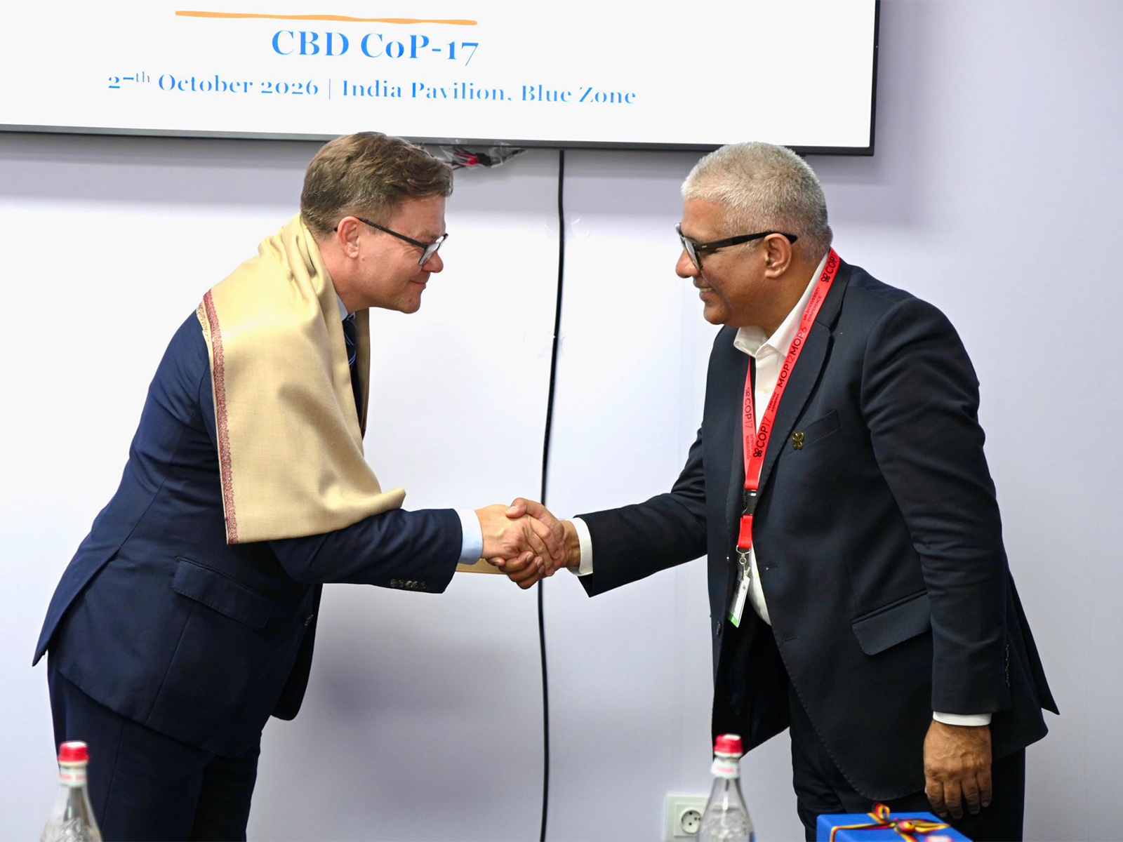 Union Minister for Environment, Forest and Climate Change Bhupender Yadav meets his German counterpart Carsten Schneider in Armenia (Photo/X/@byadavbjp)
