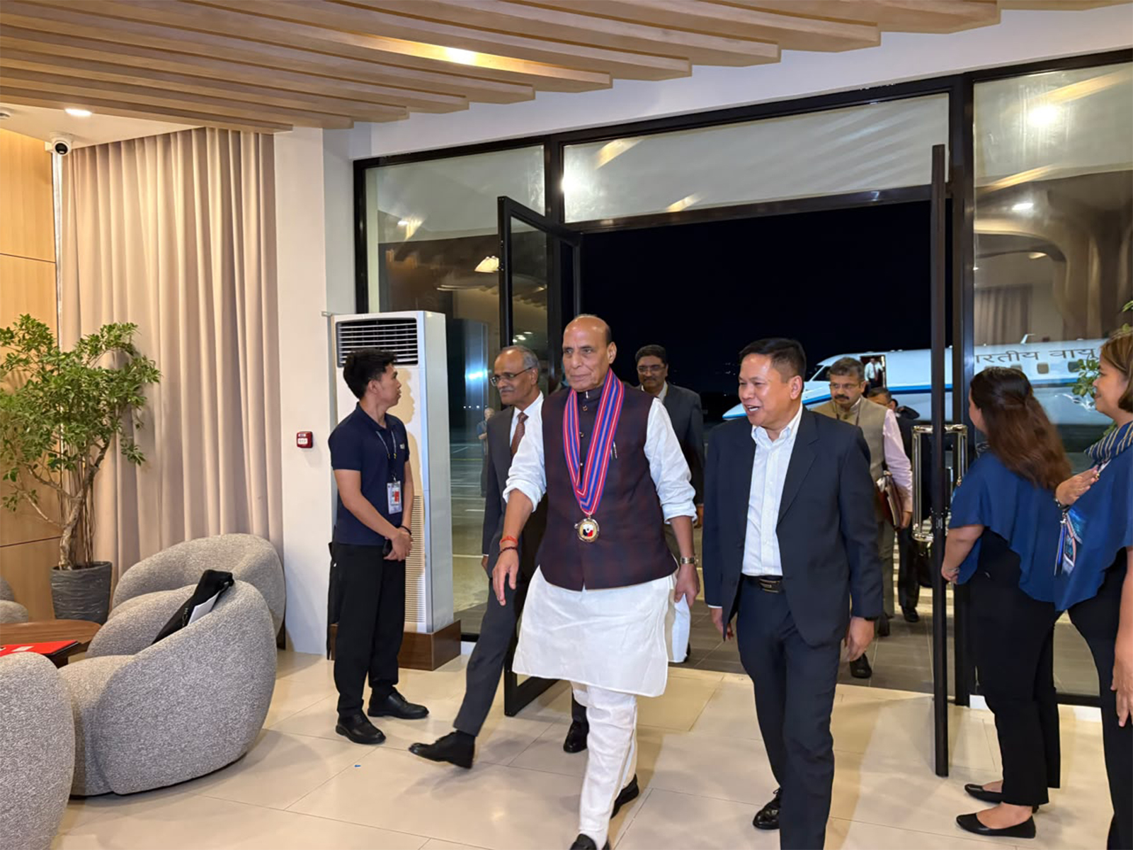 Defence Minister Rajnath Singh arrives in Philippines (Photo/ANI)