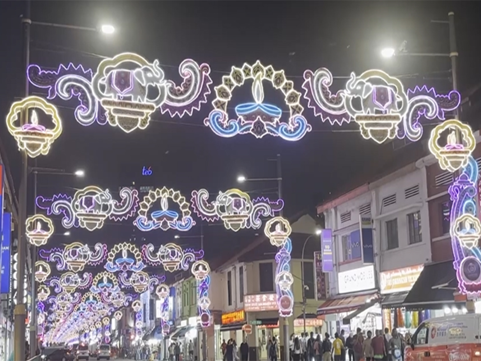Streets in Little India, Singapore, glow with festive lighting and decorations ahead of Diwali. (Photo/ANI)