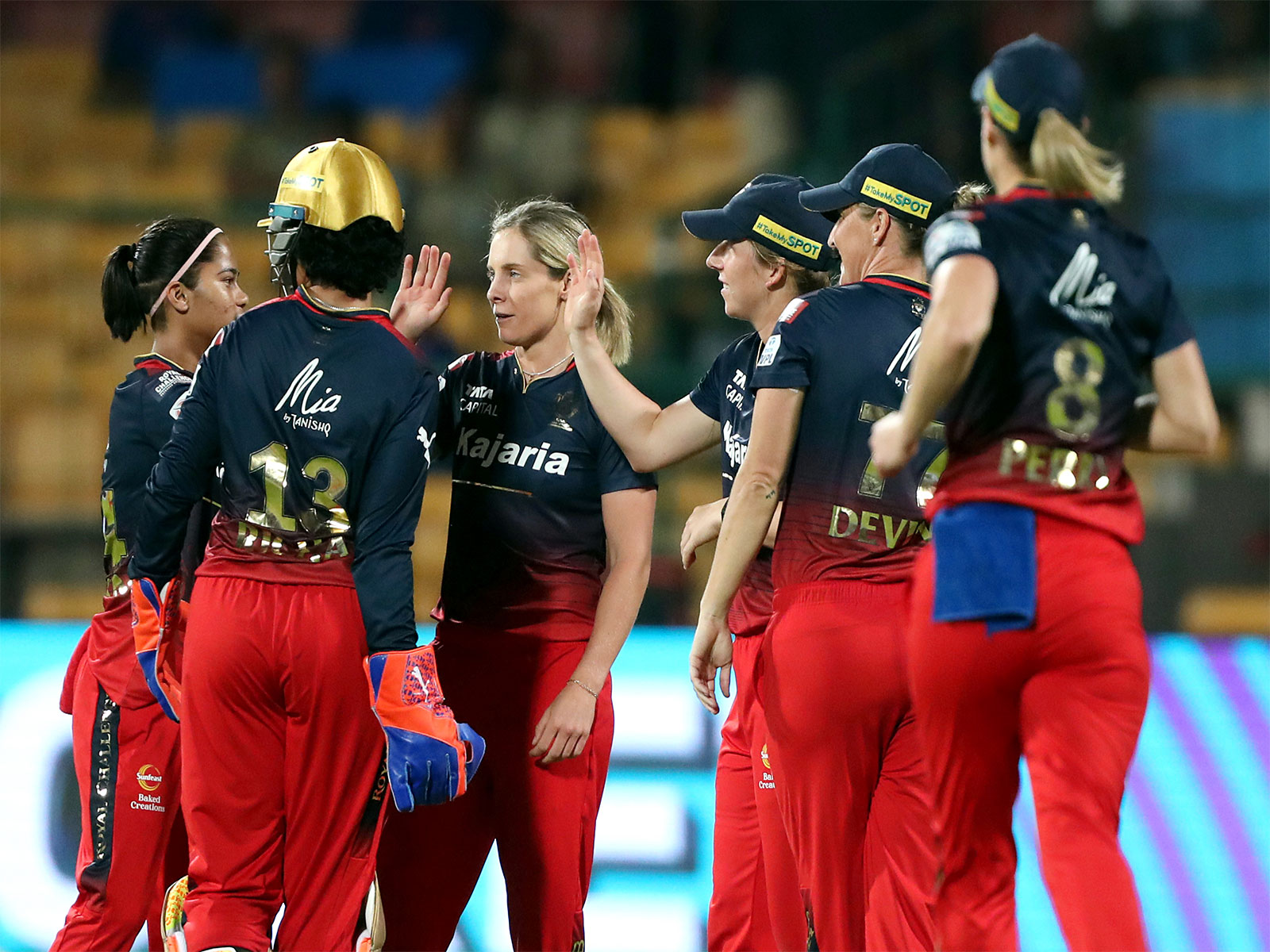 Defending champions RCB team during a WPL match. (Photo: ANI)