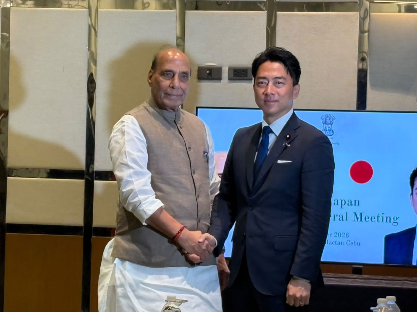 Defence Minister Rajnath Singh holds bilateral talks with Japanese counterpart, Shinjiro Koizumi (Photo/ANI)