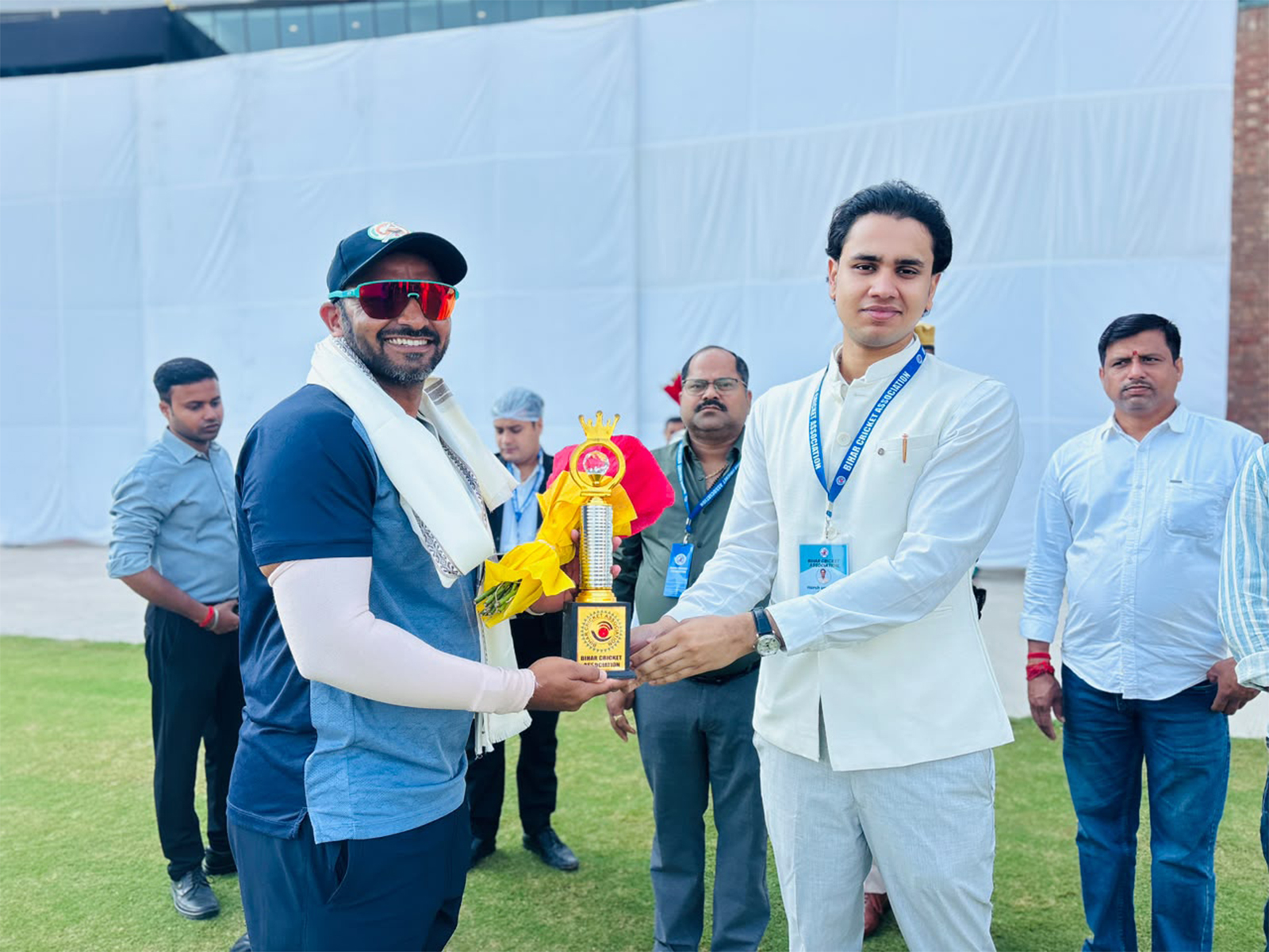 BCA President Harshvardhan inaugurates Bihar vs Baroda match. (Photo/BCA) 