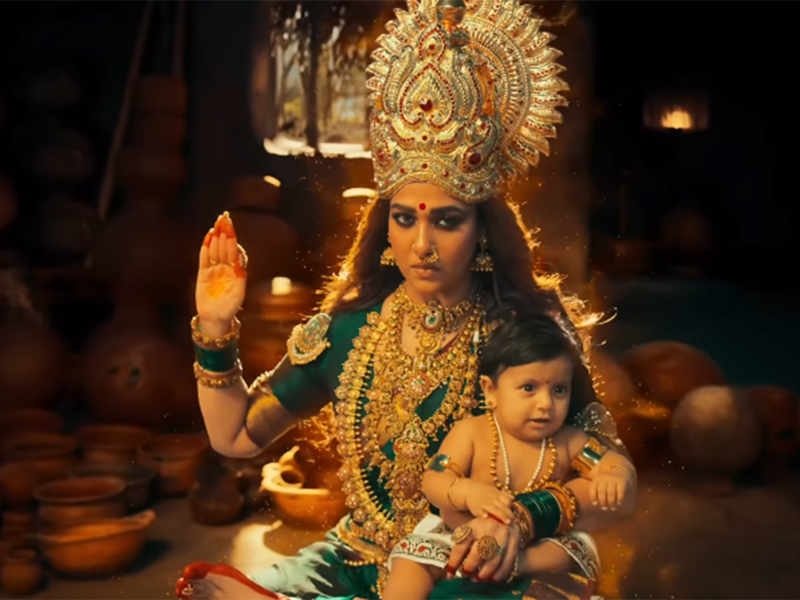 Nayanthara in a still from 'Mookuthi Amman 2' (Photo/Instagram/@nayanthara)
