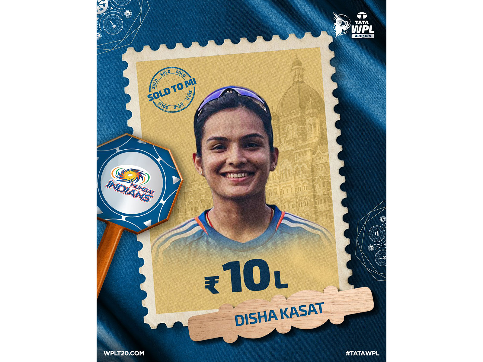Mumbai Indians (MI) signed uncapped batter Disha Kasat for Rs 10 lakh at WPL 2027 auction (Photo: X/@wplt20)