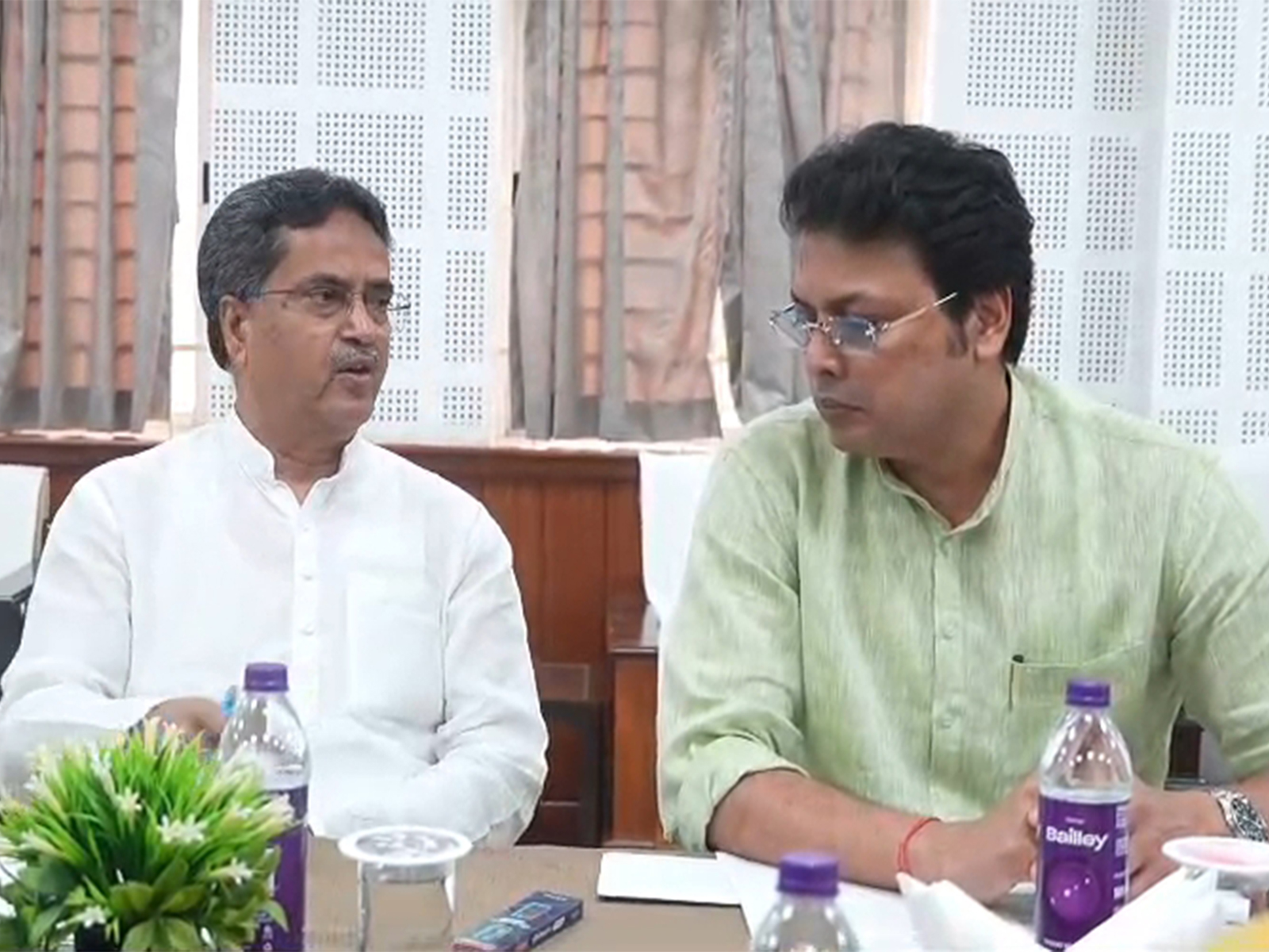 Tripura Chief Minister Manik Saha in the meeting (Photo/ ANI)
