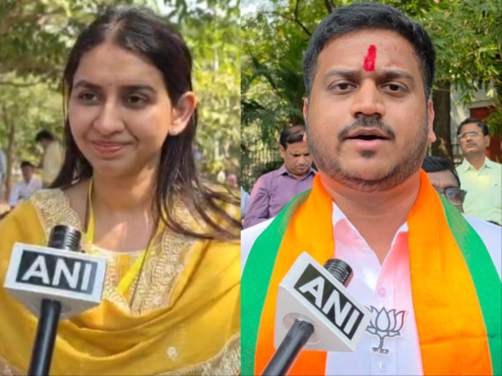NCP (SP) candidate Harshada Deshmukh-Jadhav and BJP candidate Kaustubh Gawade (Photo/ANI)