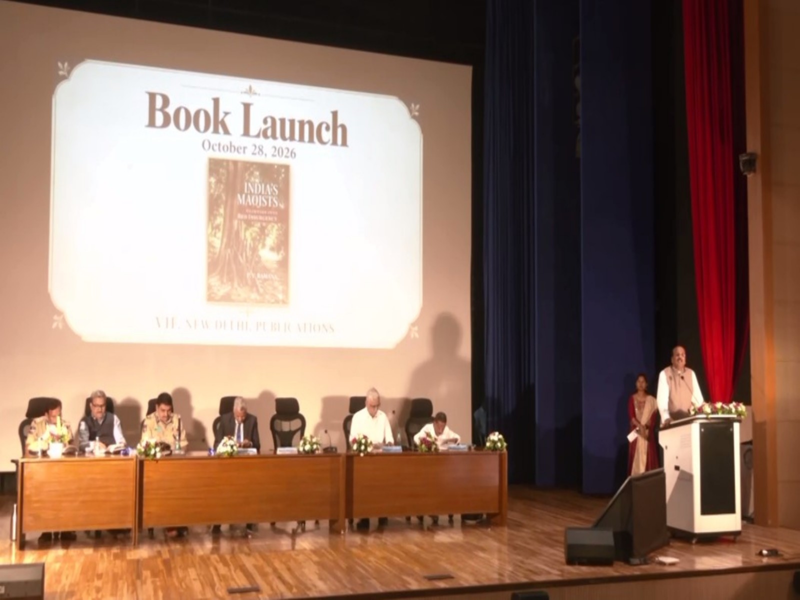 Author Dr. P. V. Ramana speaking on book launch (Photo/ANI)