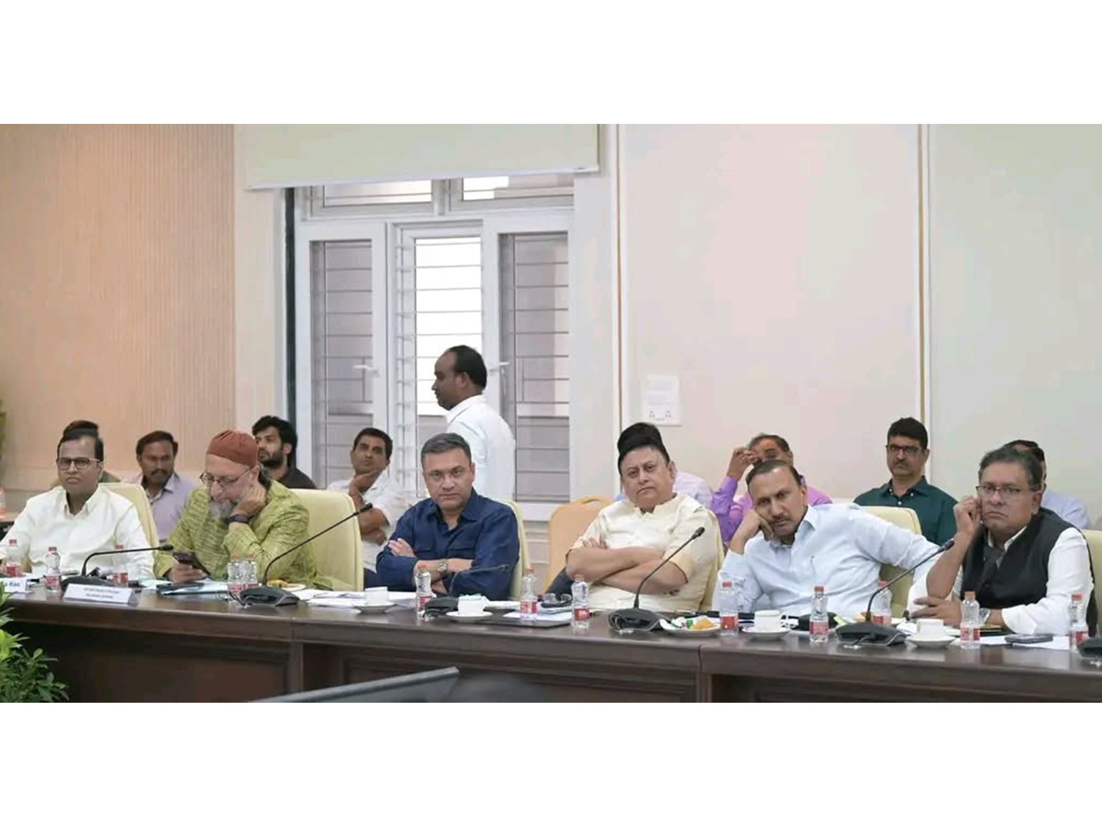Owaisi attending an all-party meeting to tackle El Niño impact in Telangana (Photo/AIMIM)