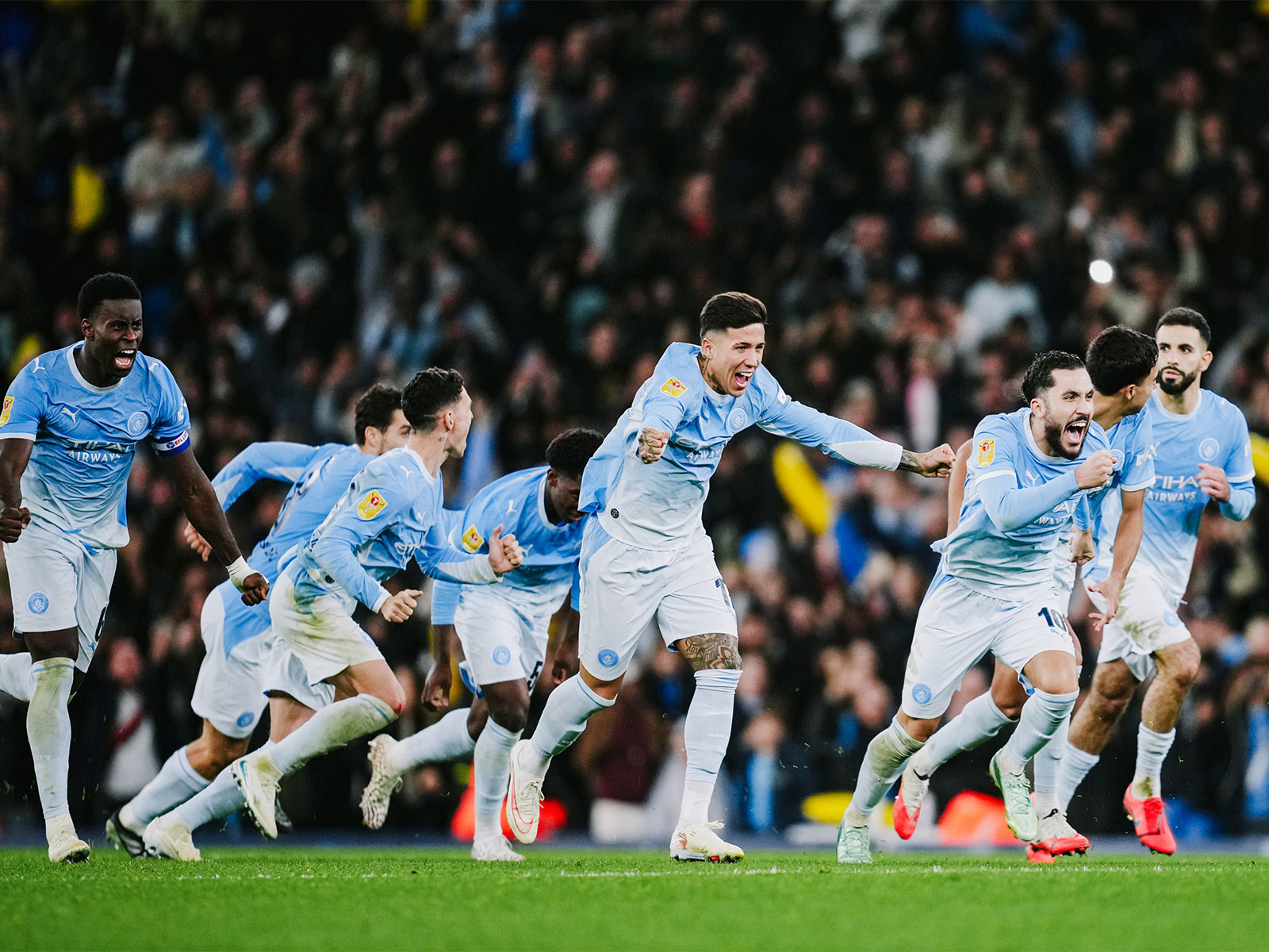 Manchester City players celebrating. (Photo: @ManCity X)
