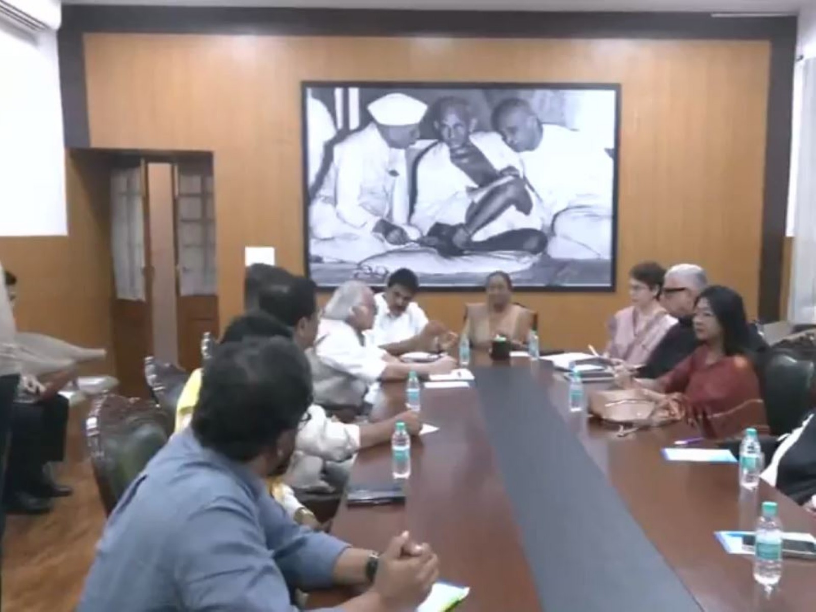 INDIA bloc leaders hold a meeting at the residence of Mallikarjun Kharge (Photo/ANI)