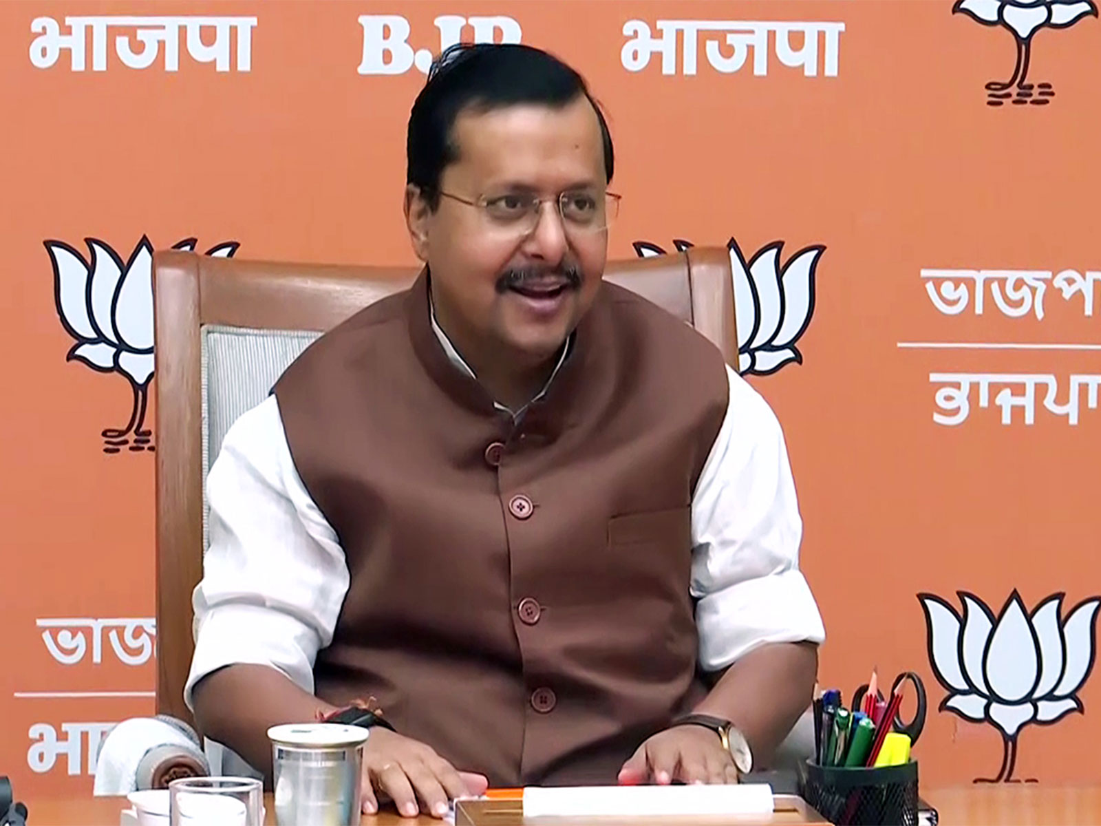 BJP National President Nitin Nabin chairs a party meeting in New Delhi (File photo/ANI)