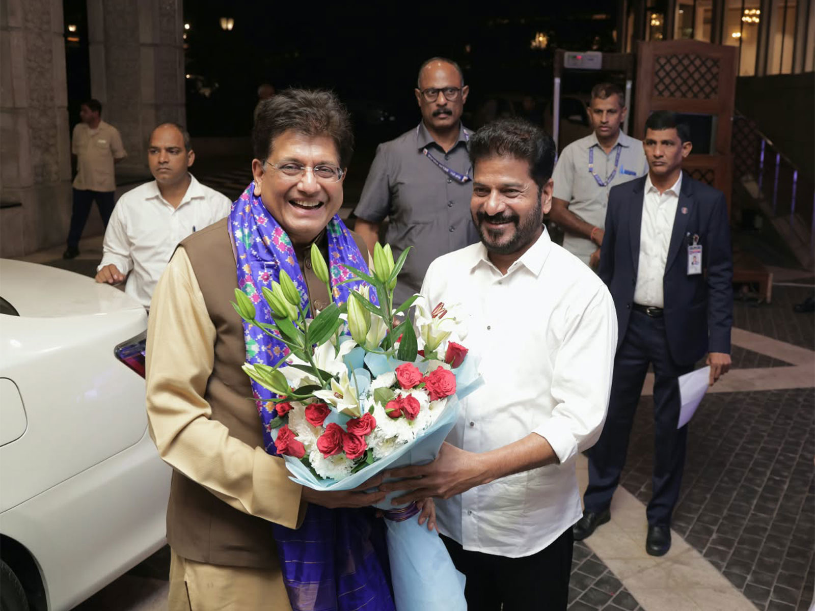 Union Commerce and Industry Minister Piyush Goyal with Telangana Chief Minister Revanth Reddy (Photo/ANI)