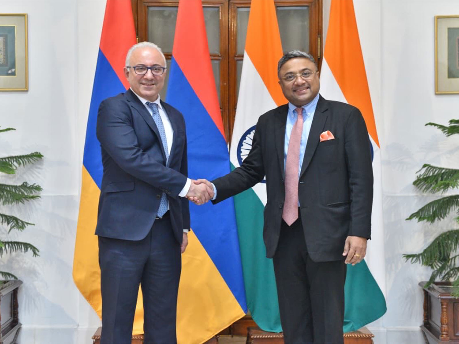 MEA Secretary (West) Sibi George and Armenia Deputy FM Mnatsakan Safaryan (Photo/X/@MEAIndia)