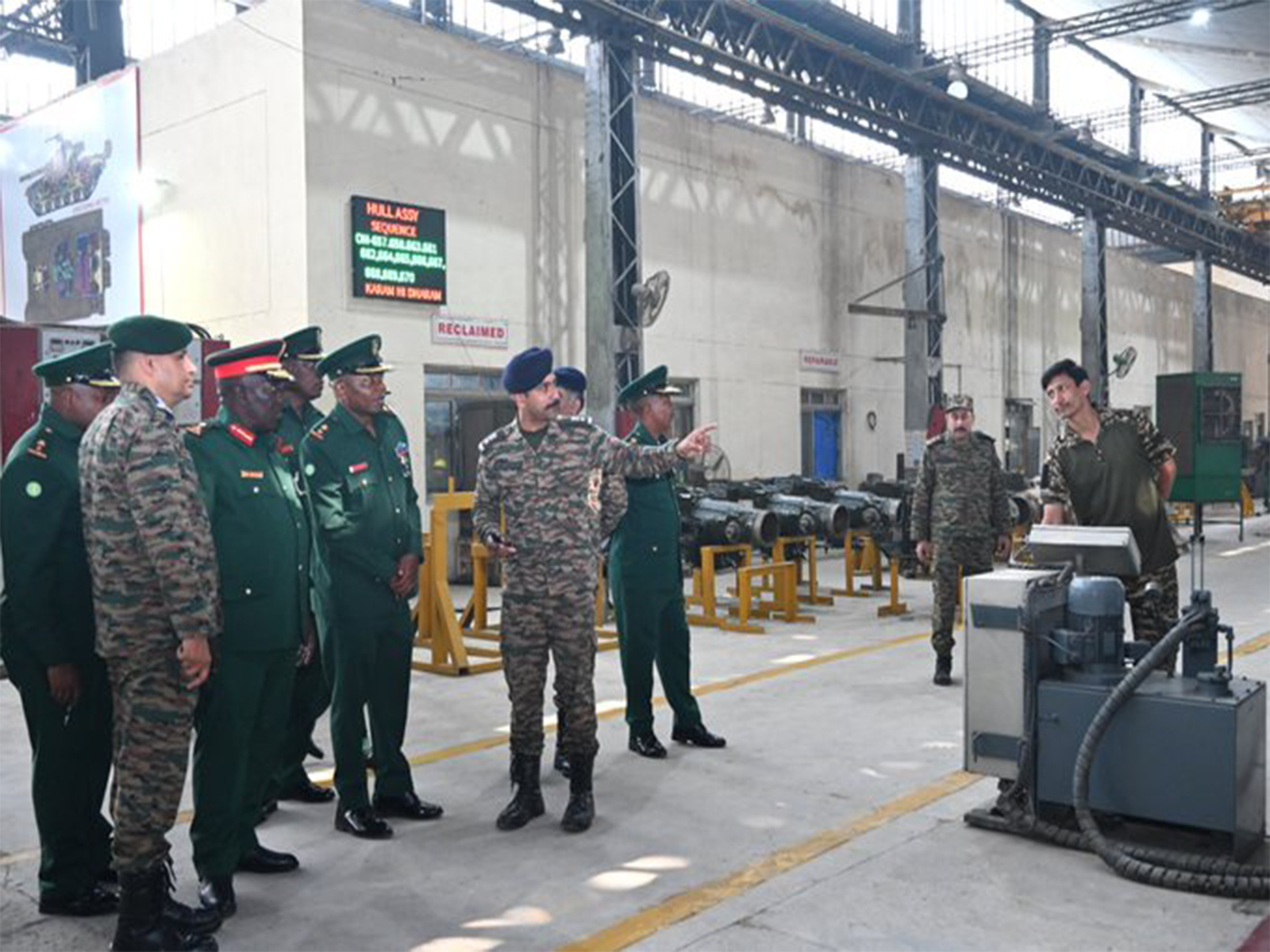 The Tanzanian delegation visits the 505 Army Base Workshop during the inaugural India-Tanzania Army-to-Army Staff Talks in New Delhi. (Photo: X/@adgpi)