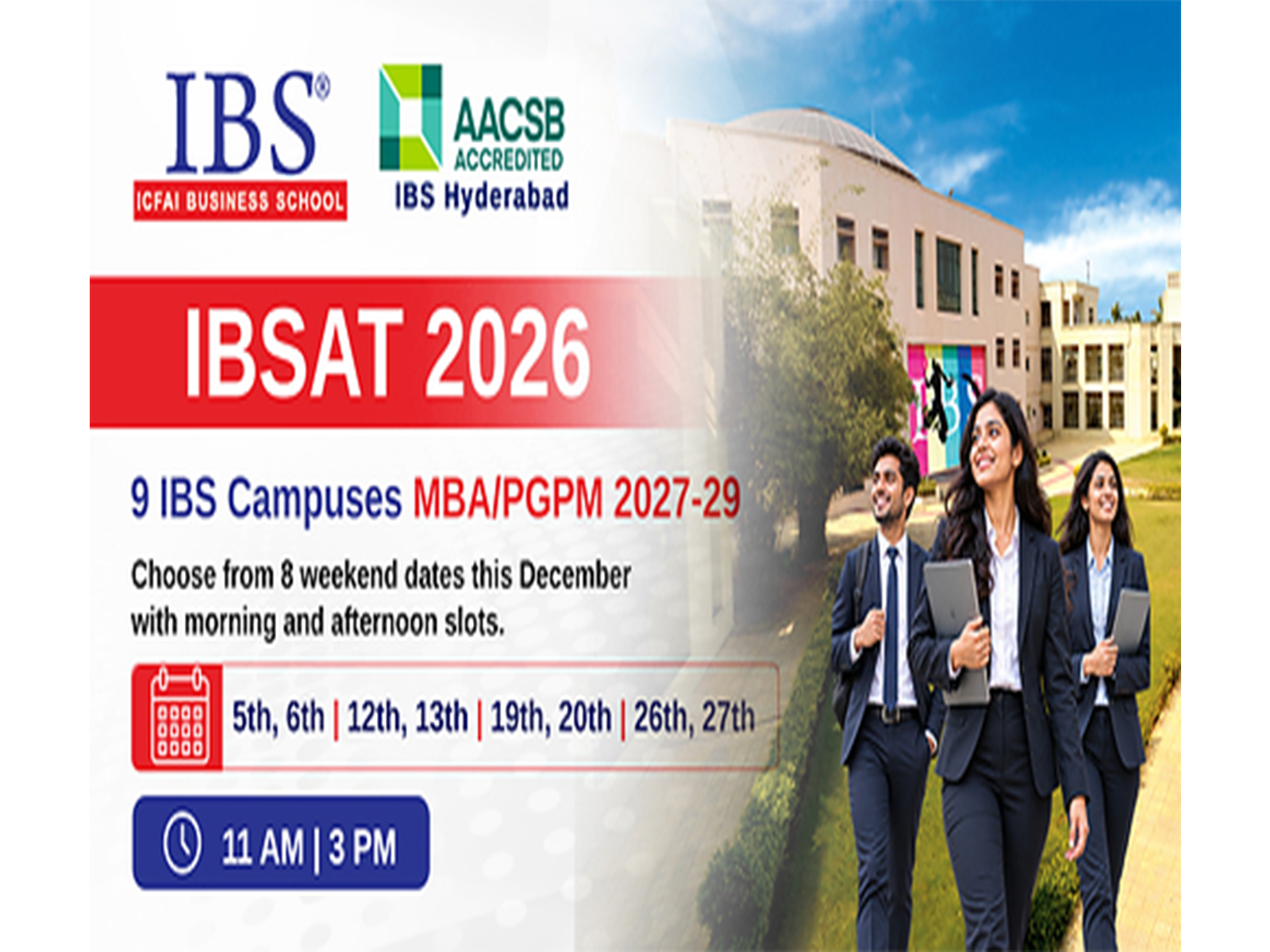 IBSAT MBA Exam Slot Booking