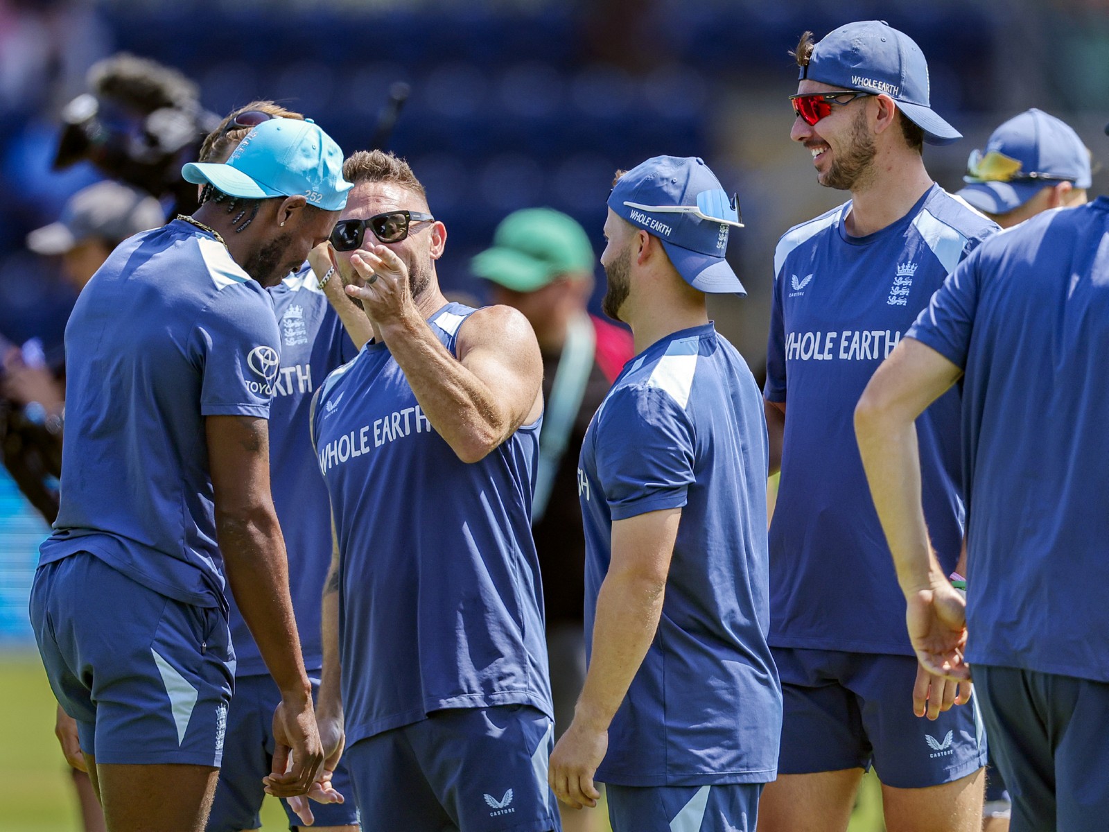 England's head coach Brendon McCullum with teammates. (Photo/ANI)