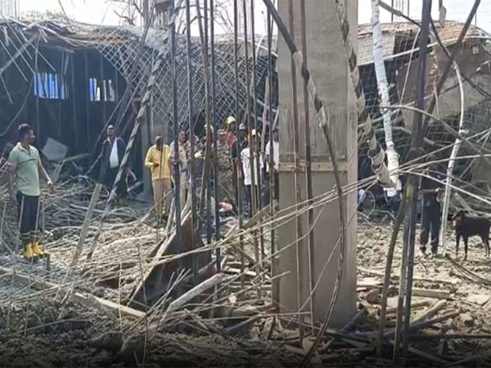 Search operation underway at the site of the collapsed building in Chhatrapati Sambhajinagar (Photo/ANI)