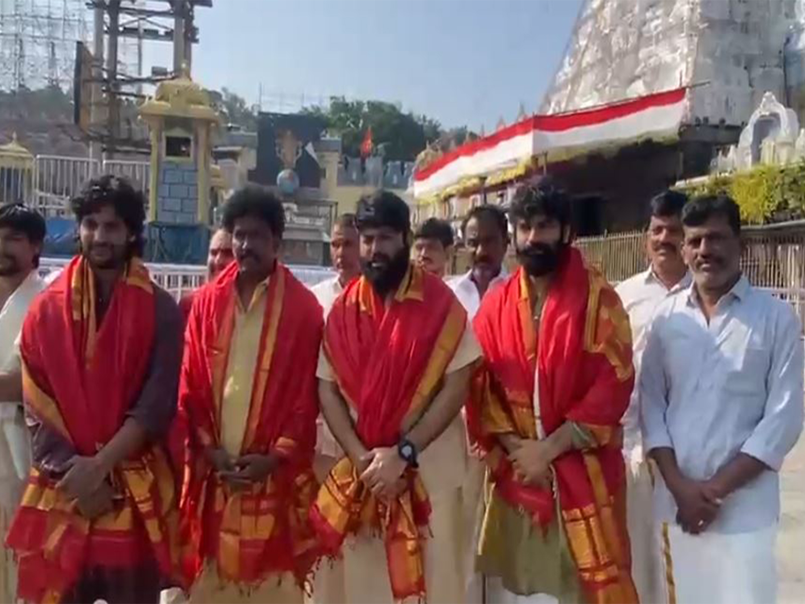 Aadi Saikumar, Ashwin Babu, S Thaman offer prayers at Tirumala (Photo/ANI)