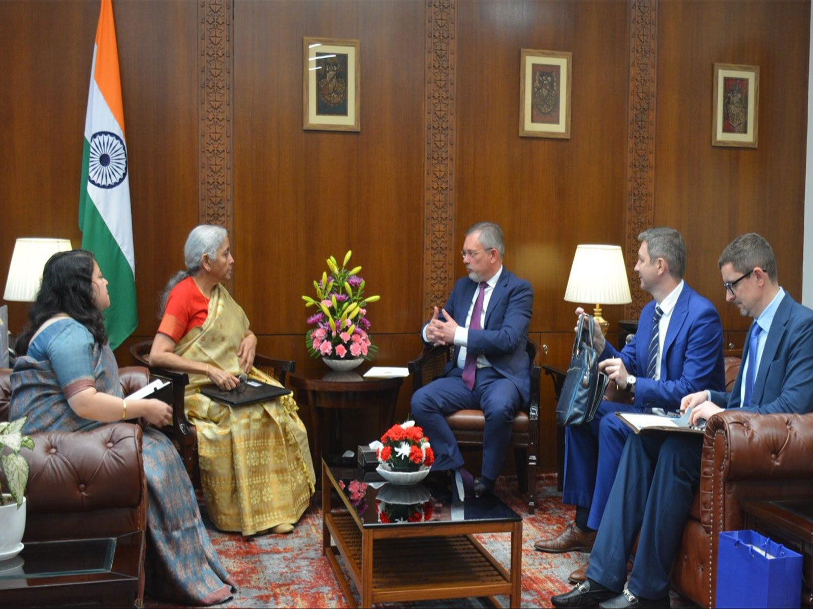 Nirmala Sitharaman, Union Minister of Finance and Corporate Affairs with Denis Alipov, Russian Ambassador to India (Photo/@FinMinIndia)