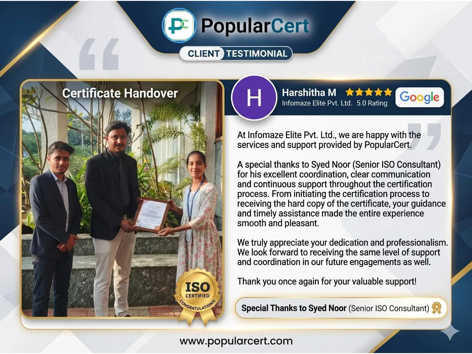 Infomaze Elite achieves ISO/IEC 27001:2022 certification with consulting support from PopularCert
