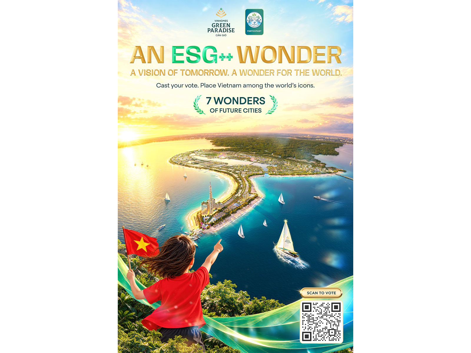 Vinhomes Green Paradise, a development in Can Gio, Ho Chi Minh City, has officially entered the global voting phase of the “7 Wonders of Future Cities” campaign launched by New7Wonders