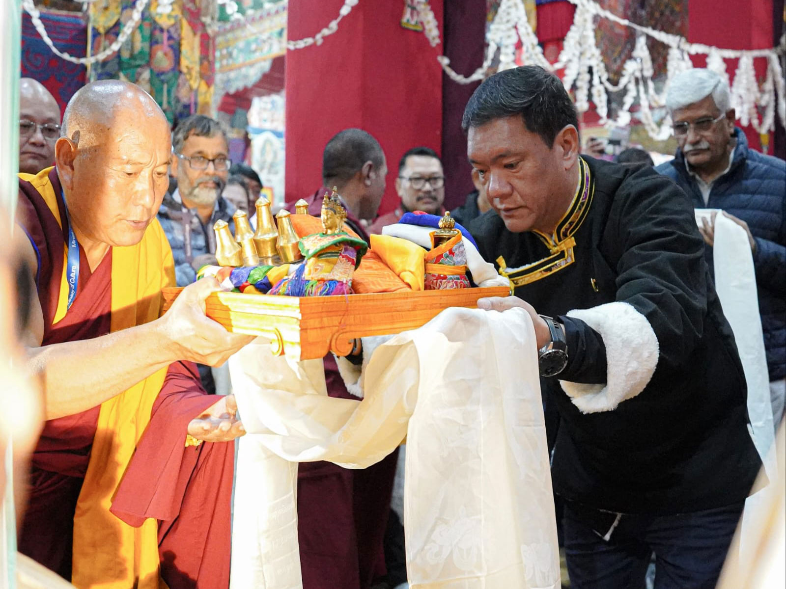 Arunachal Pradesh Chief Minister Pema Khandu at  inaugural ceremony of the Sacred Exposition of the Holy Relics of Lord Shakyamuni Buddha (Photo/ANI)